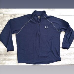 Under Armour Men’s Size Small Fleece Long Sleeve Pullover 1/4 Shirt Blue & Gray